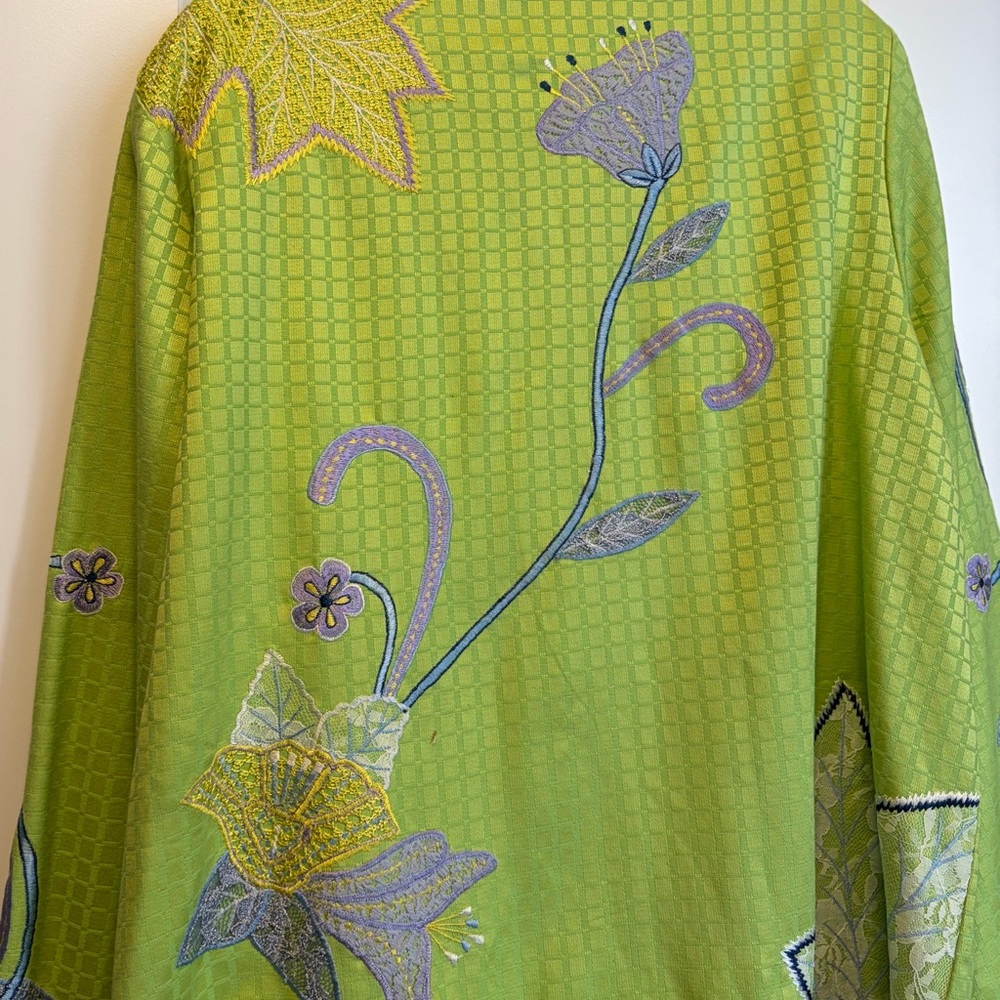 Embroidered Lime Green Floral Jacket - Women - Picture 2 of 5